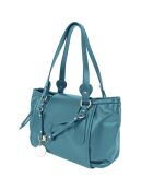 Azuurblauwe Cult leren schoudertas - 35x23x14 cm