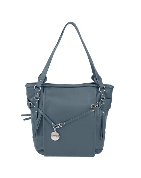 Sac porté épaule en Cuir Cult bleu pétrole - 35x35x18 cm