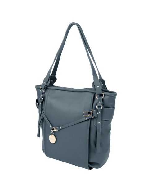 Sac porté épaule en Cuir Cult bleu pétrole - 35x35x18 cm