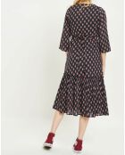 Robe longue Inaya noir/rose