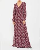 Robe longue portefeuille Louise-Marie rouge/blanc