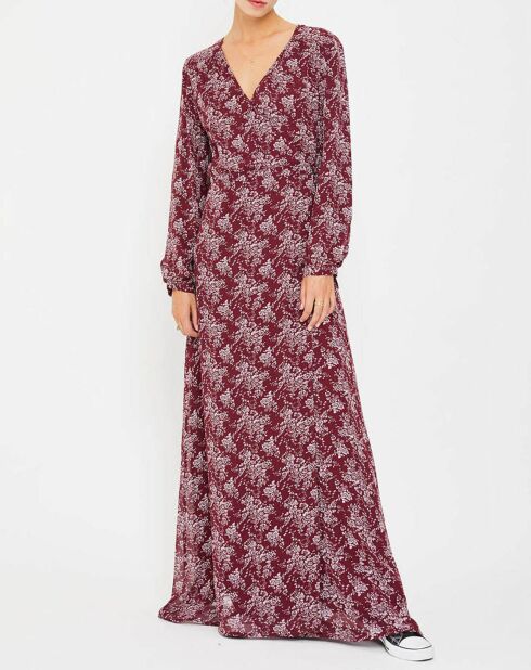 Louise-Marie rood/witte lange wikkeljurk