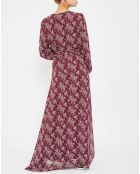 Robe longue portefeuille Louise-Marie rouge/blanc
