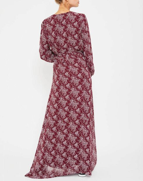 Louise-Marie rood/witte lange wikkeljurk