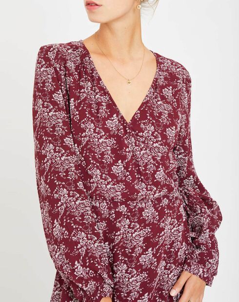Robe longue portefeuille Louise-Marie rouge/blanc