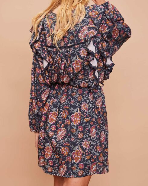 Robe en Coton & Laine Diwali à fleurs noir/multicolore