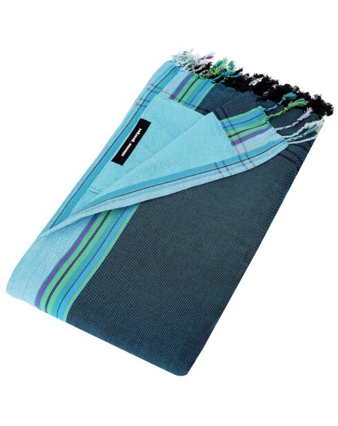 Serviette Kikoy Cuba bleue - 165x95 cm