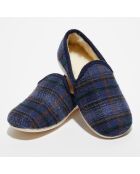 Chaussons charentais fourrés en Laine tartan marine