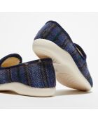 Chaussons charentais fourrés en Laine tartan marine