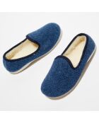 Chaussons charentais fourrés en Laine bleu marine