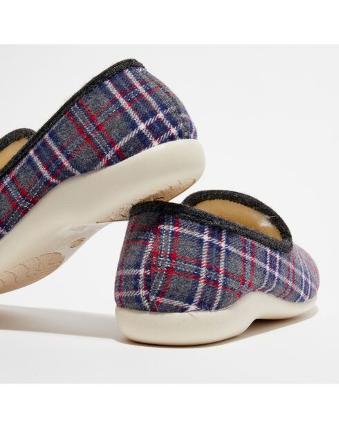 Chaussons charentais fourrés en Laine tartan gris