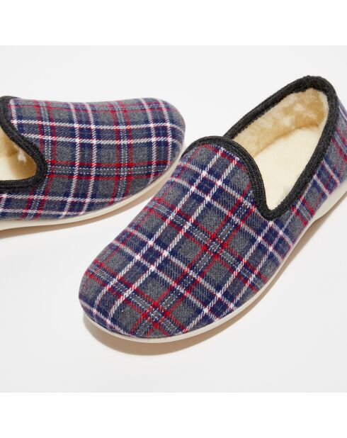 Chaussons charentais fourrés en Laine tartan gris