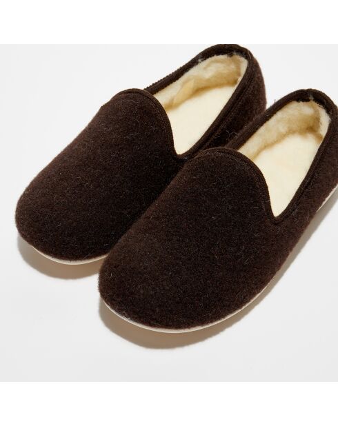 Chaussons charentais fourrés en Laine marron