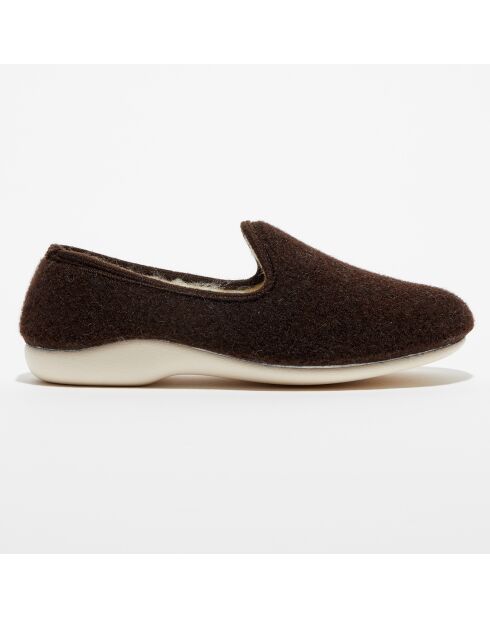 Chaussons charentais fourrés en Laine marron