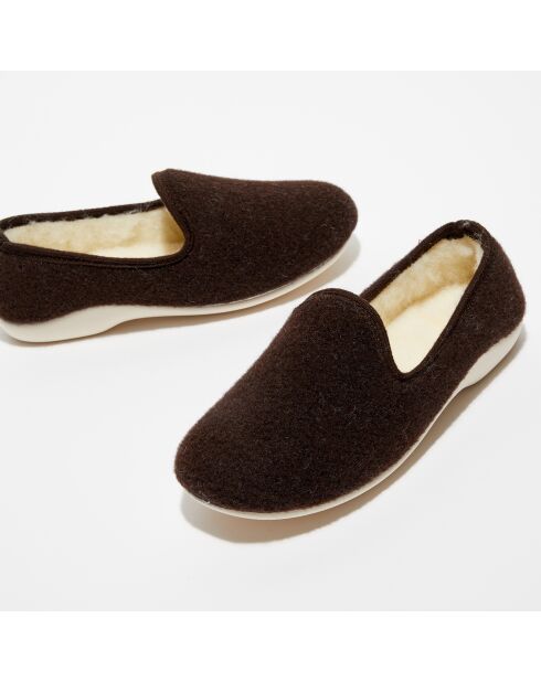 Chaussons charentais fourrés en Laine marron