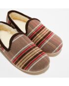 Chaussons charentais fourrés en Laine tartan beiges