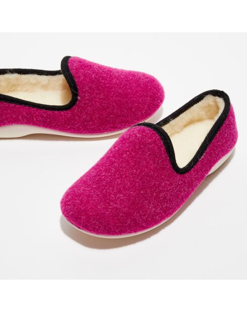 Chaussons charentais fourrés en Laine fushia