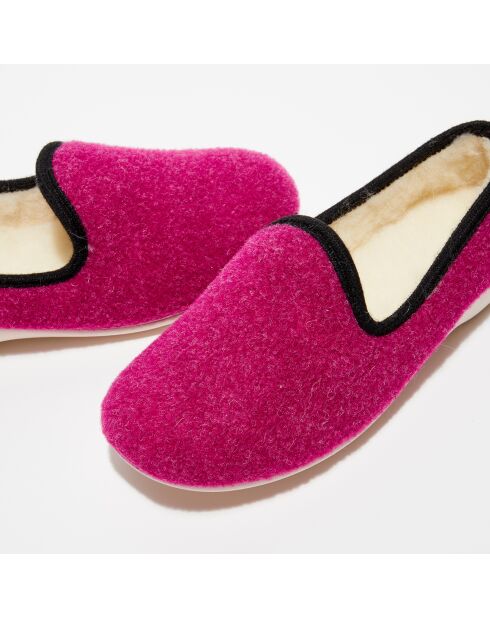 Chaussons charentais fourrés en Laine fushia