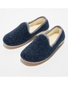 Chaussons charentais fourrés en Laine marine/bord gris