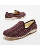 Chaussons charentais fourrés en Laine tartan marron