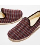 Chaussons charentais fourrés en Laine tartan marron