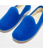 Chaussons charentais fourrés en Laine bleu roi