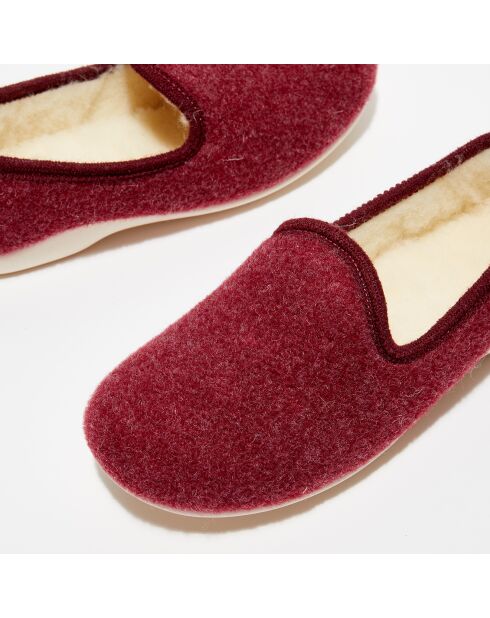 Chaussons charentais fourrés en Laine bordeaux