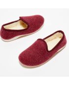 Chaussons charentais fourrés en Laine bordeaux