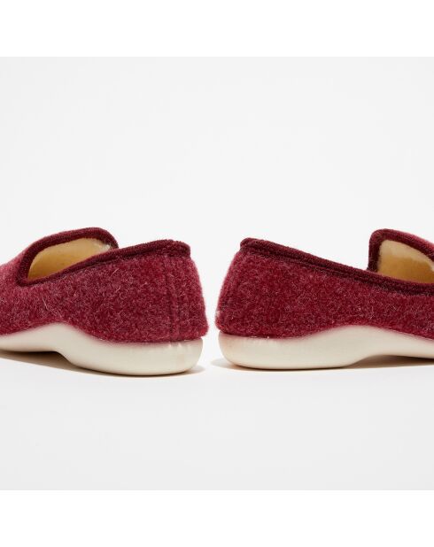 Chaussons charentais fourrés en Laine bordeaux