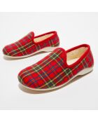 Chaussons charentais fourrés en Laine tartan rouges