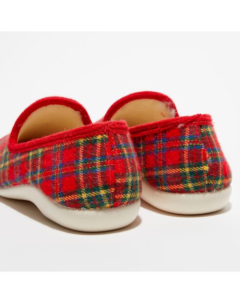 Chaussons charentais fourrés en Laine tartan rouges