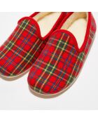 Chaussons charentais fourrés en Laine tartan rouges