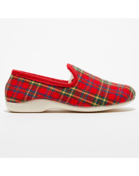 Chaussons charentais fourrés en Laine tartan rouges