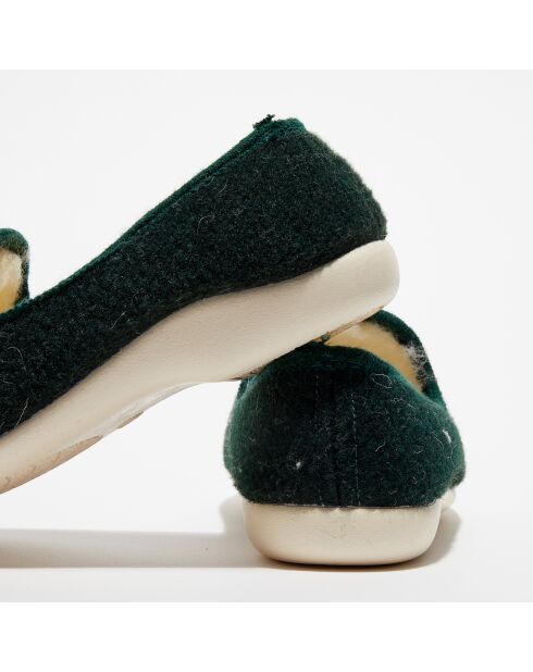 Chaussons charentais fourrés en Laine verts