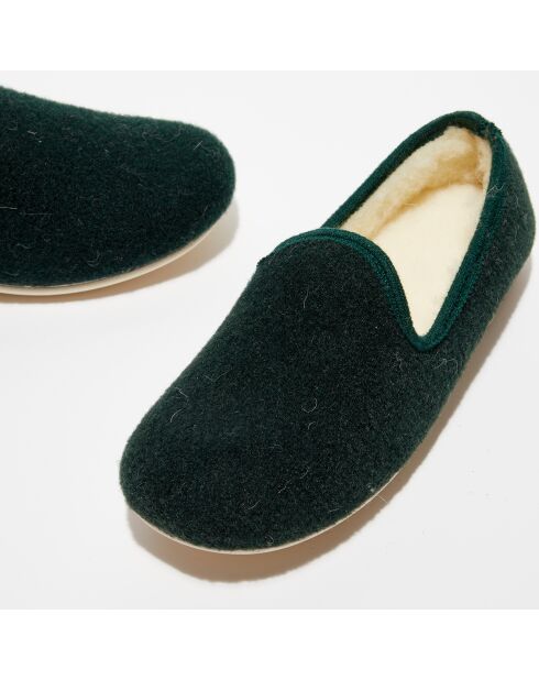 Chaussons charentais fourrés en Laine verts