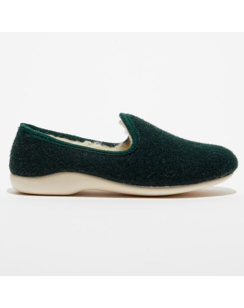 Chaussons charentais fourrés en Laine verts