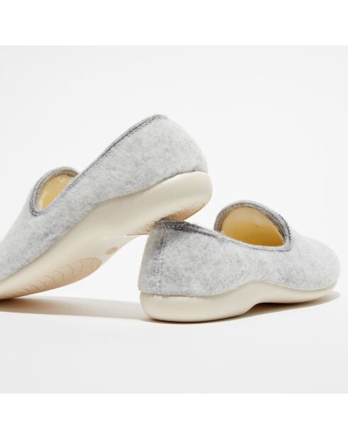 Chaussons charentais fourrés en Laine gris clair