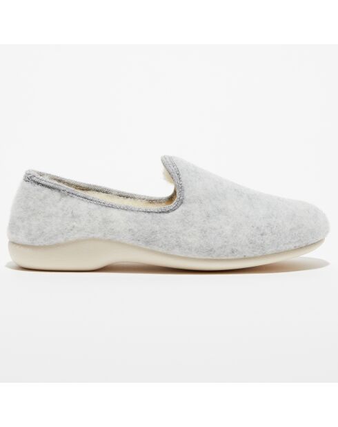 Chaussons charentais fourrés en Laine gris clair