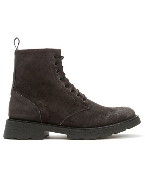 Boots en Velours de Cuir Louis marron