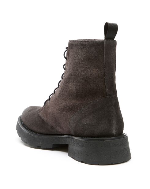 Boots en Velours de Cuir Louis marron