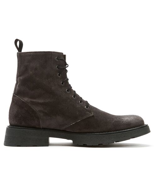 Boots en Velours de Cuir Louis marron