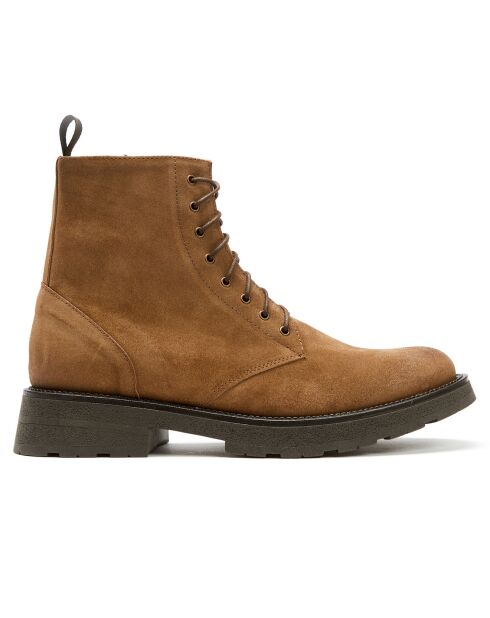 Boots en Velours de Cuir Noe camel