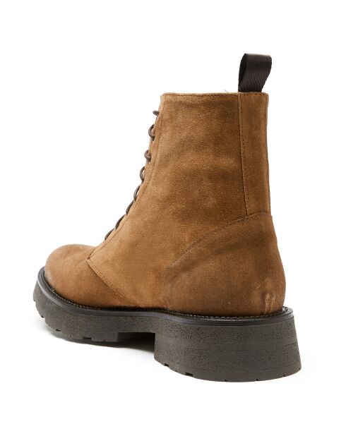 Boots en Velours de Cuir Noe camel