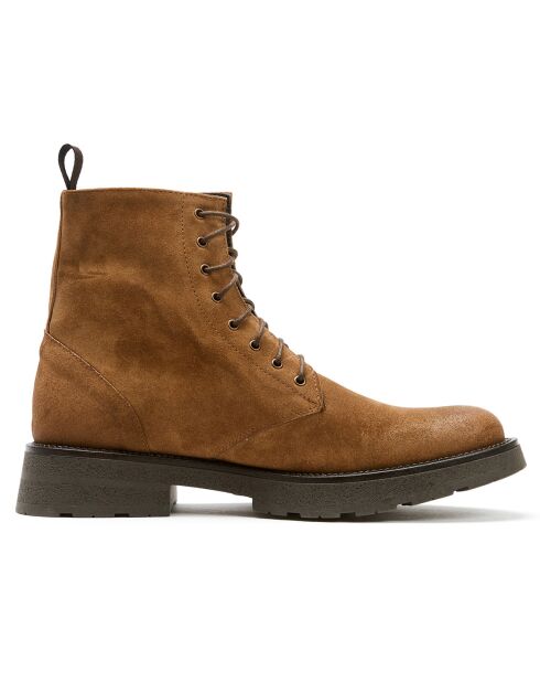 Boots en Velours de Cuir Noe camel