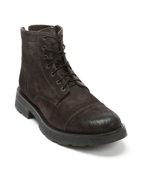 Boots en Velours de Cuir Edouard marron