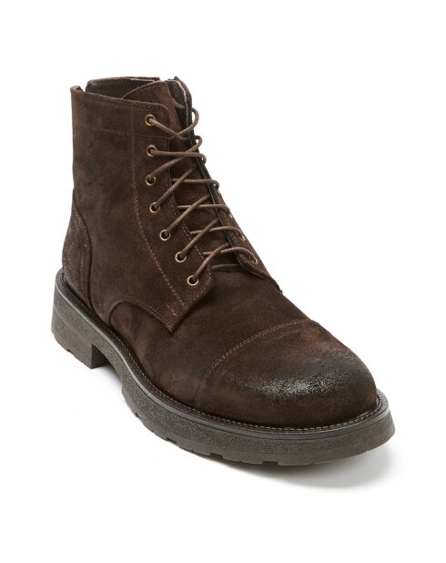 Boots en Velours de Cuir Charles marron