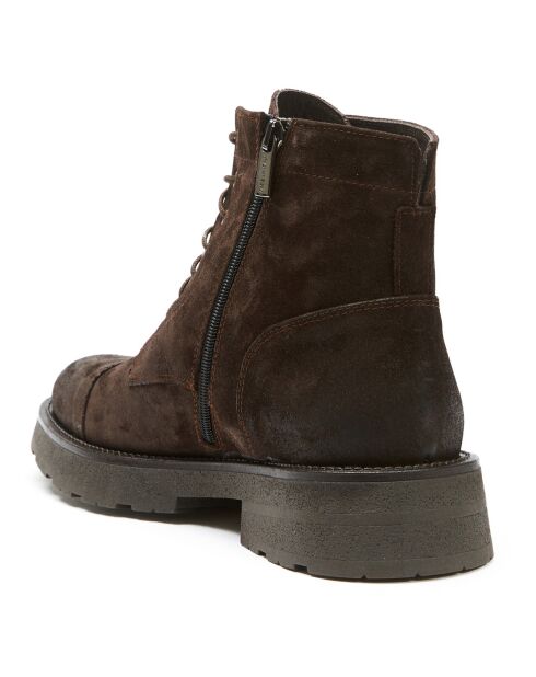 Boots en Velours de Cuir Charles marron