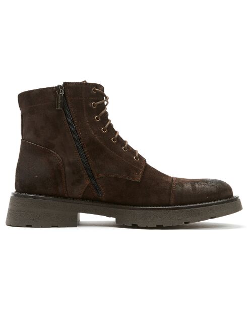 Boots en Velours de Cuir Charles marron