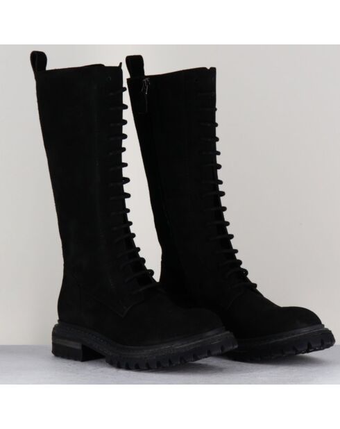 Bottes en Velours de Cuir Granada noires