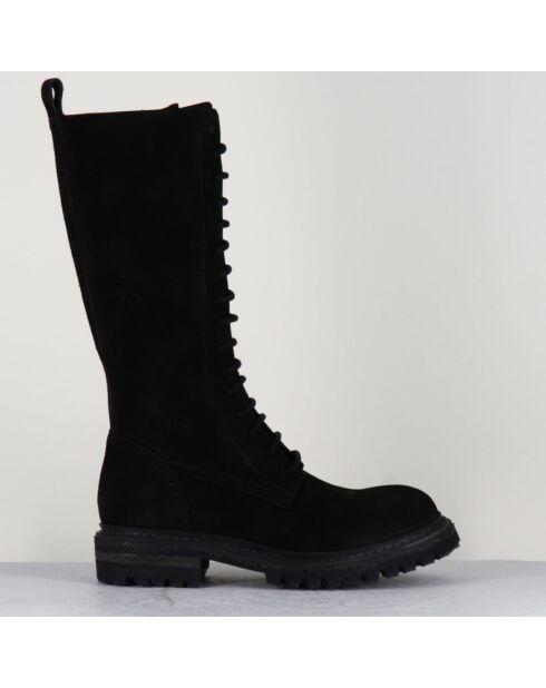 Bottes en Velours de Cuir Granada noires